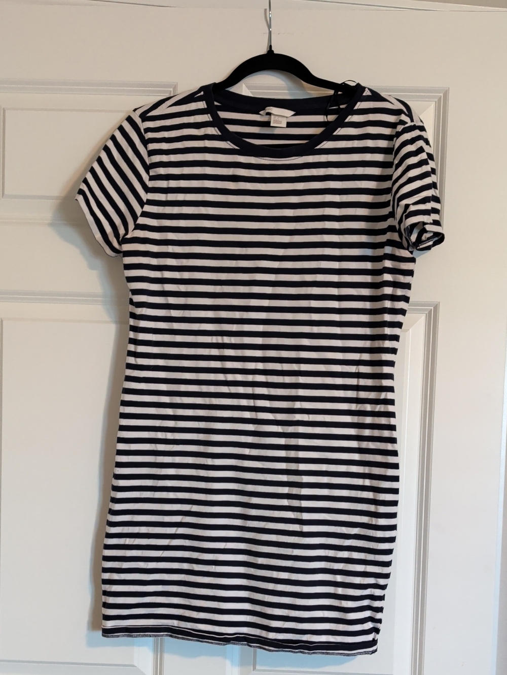 Women's Navy and White Striped Tee Dress